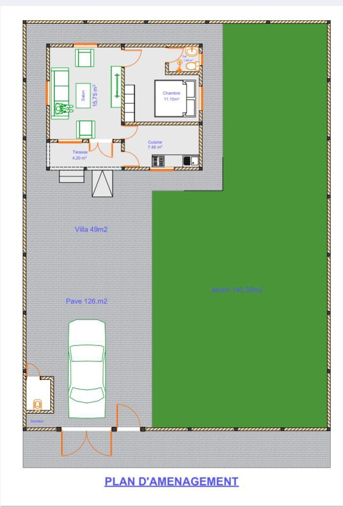Villa F2 de 49m²